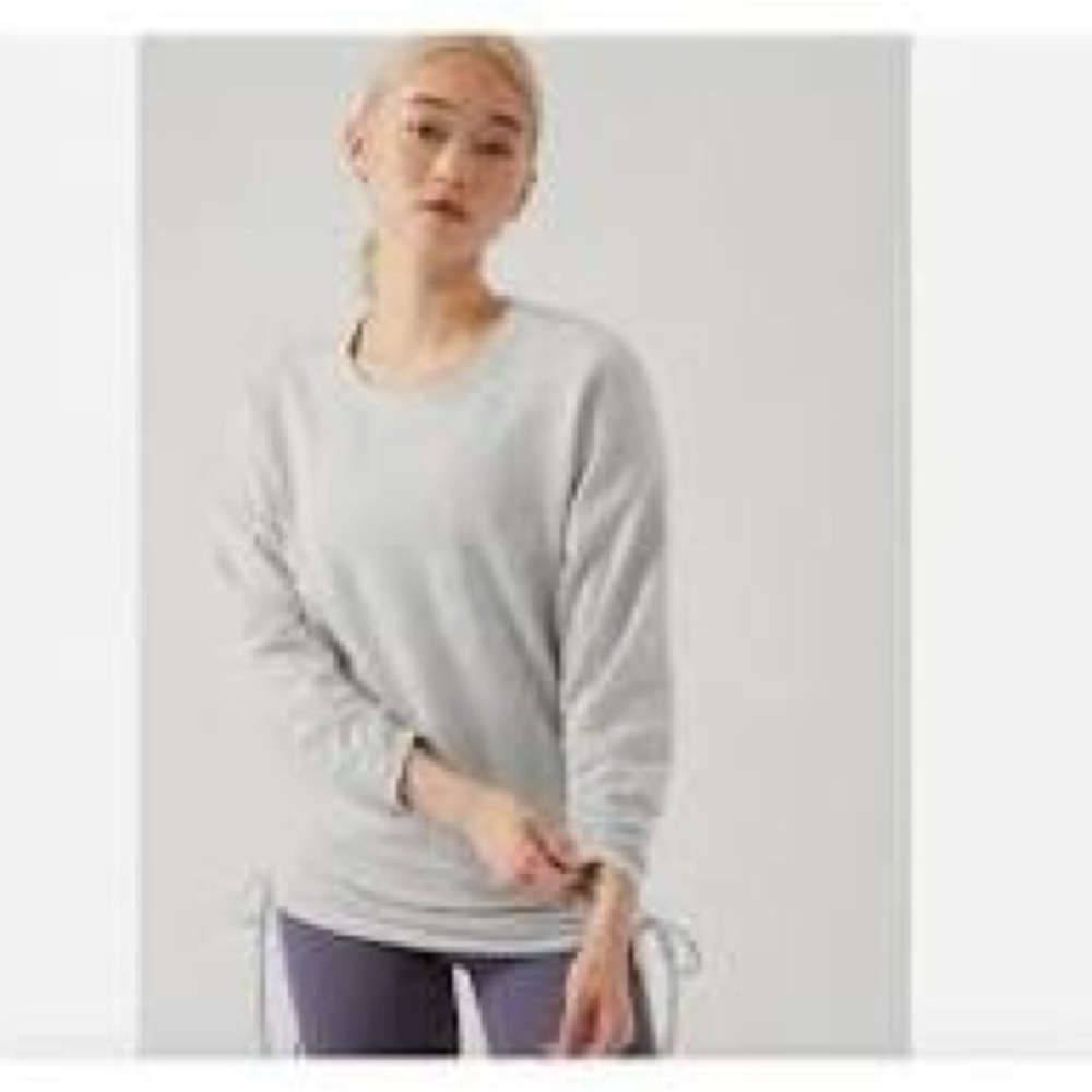 Athleta Lombard Rouched sweatshirt Sz Small Heather Grey EUC